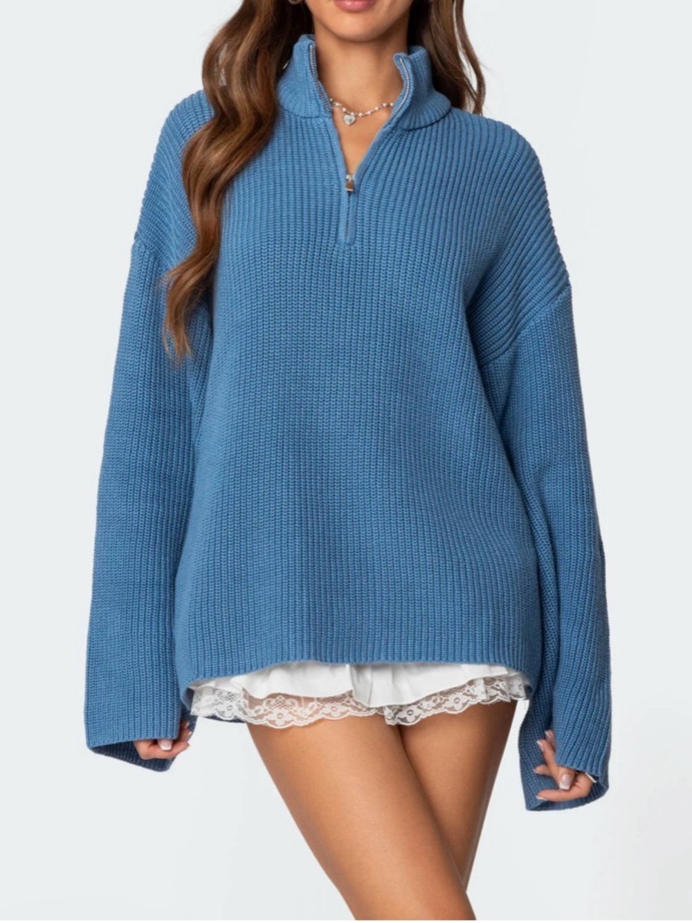 Amour High Neck Oversized Zip Sweater in size Medium